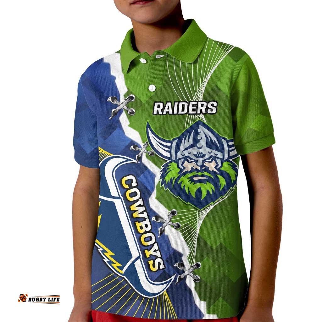 Personalised Cowboys And Raiders Rugby Kid Polo Shirt Sporty Version