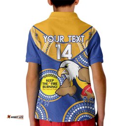 Custom AFL Eagles NAIDOC Week Kid Polo Shirt Keep The Fire Burning Indigenous Art
