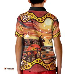 Northern Territory Uluru Kid Polo Shirt Ayers Rock Kangaroo Aboriginal Art