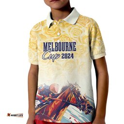 Melbourne Horse Racing Kid Polo Shirt Yellow Rose Champion