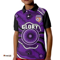 Perth Glory Football Polo Shirt KID Dot Painting Style