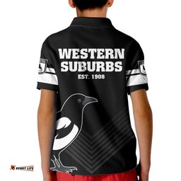 Western Suburbs Magpies Rugby Kid Polo Shirt Simple Style