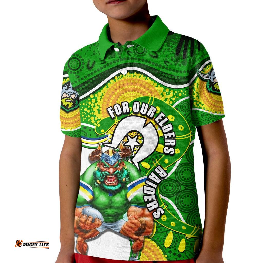 Raiders Mascot NRL Kid Polo Shirt NAIDOC