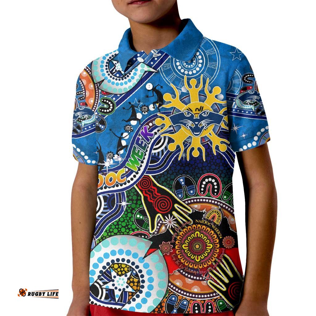Custom NAIDOC Week 2024 Geelong Cats Kid Polo Shirt Australia Aboriginal Dot Painting