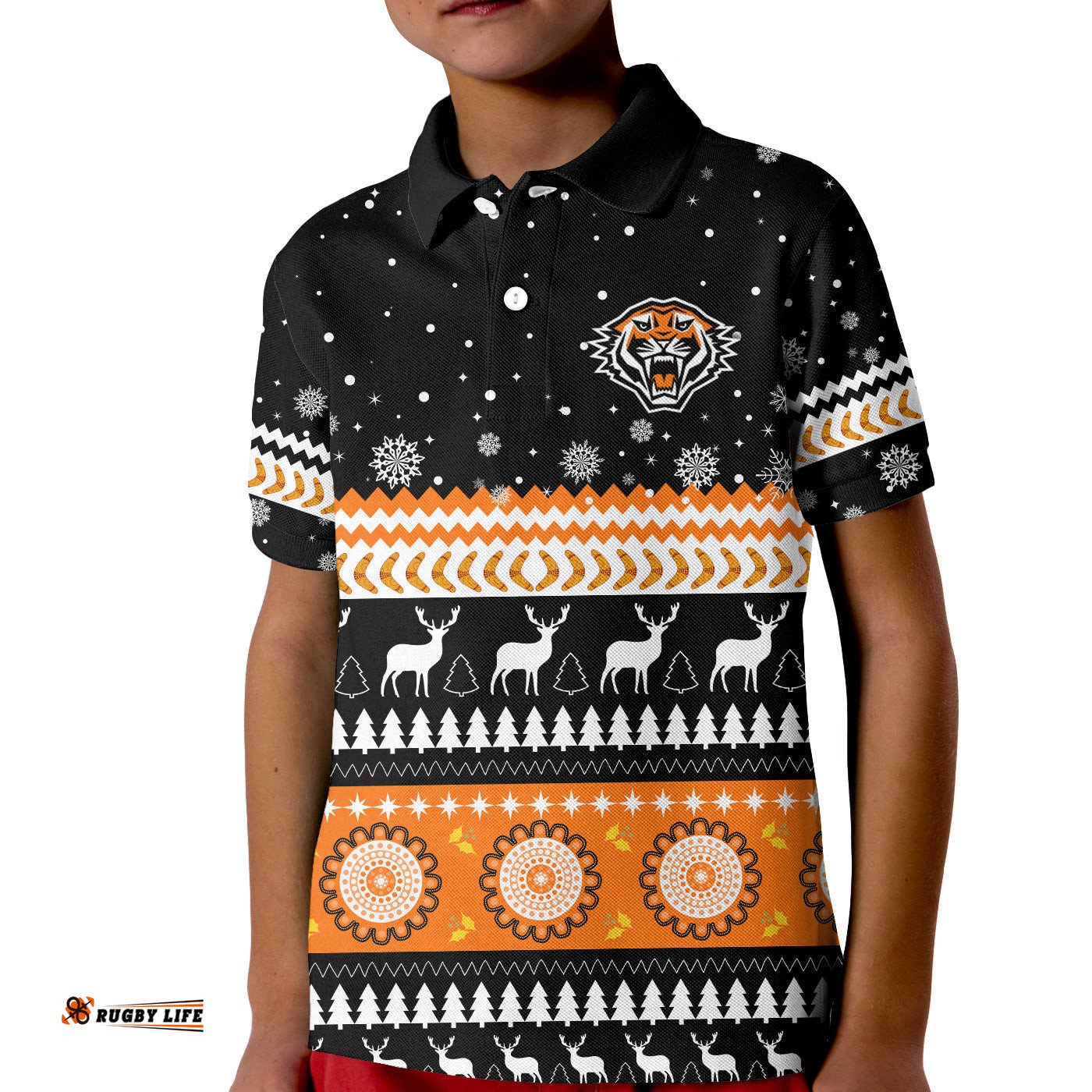 Wests Tigers Polo Shirt KID Merry Christmas Energy