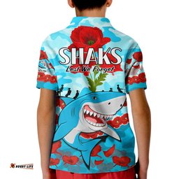 Sharks Rugby ANZAC Kid Polo Shirt Lest We Forget