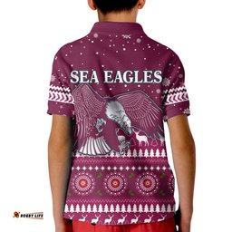 Sea Eagles Christmas Polo Shirt KID Manly Warringah