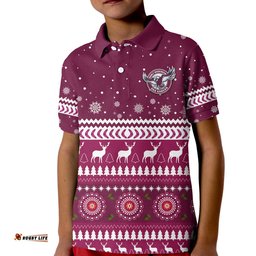 Sea Eagles Christmas Polo Shirt KID Manly Warringah