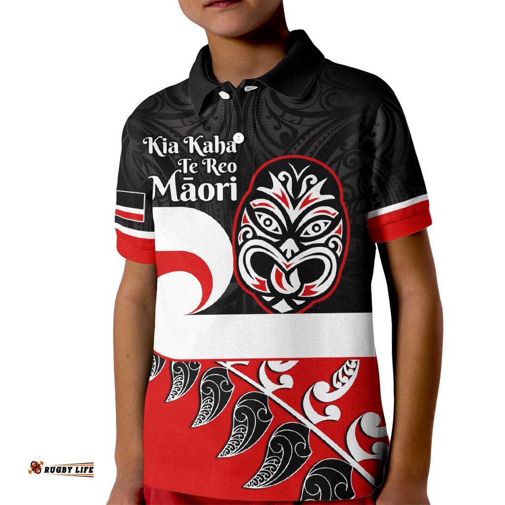Personalised Te Reo Maori New Zealand Kid Polo Shirt Kia Haka Maori Fern With Tino Rangatiratanga