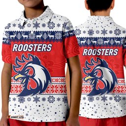 Sydney Roosters Polo Shirt KID Christmas Simple Style - White
