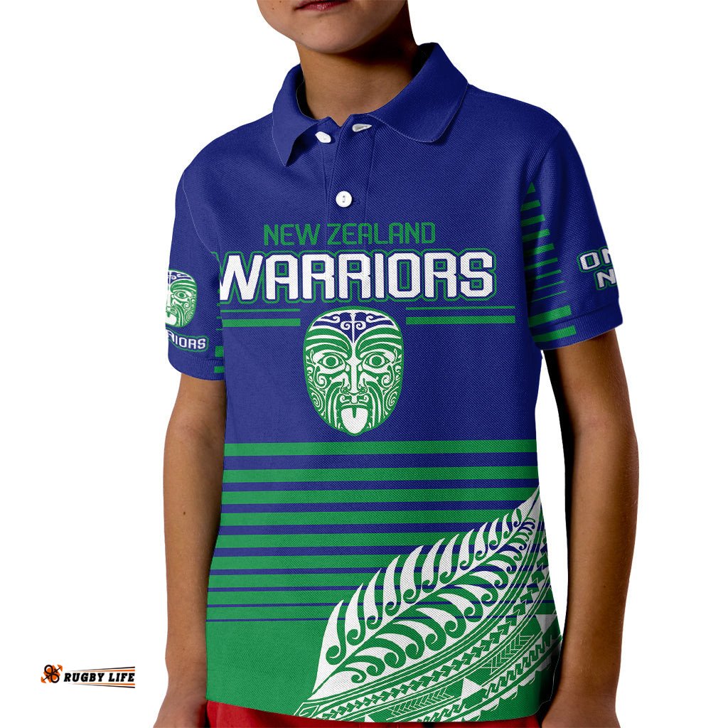 Warriors New Zealand Rugby Kid Polo Shirt Maori Face Ta Moko Simple Style
