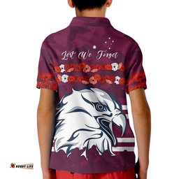 Sea Eagles Anzac Day Polo Shirt KID Poppy Lest We Forget