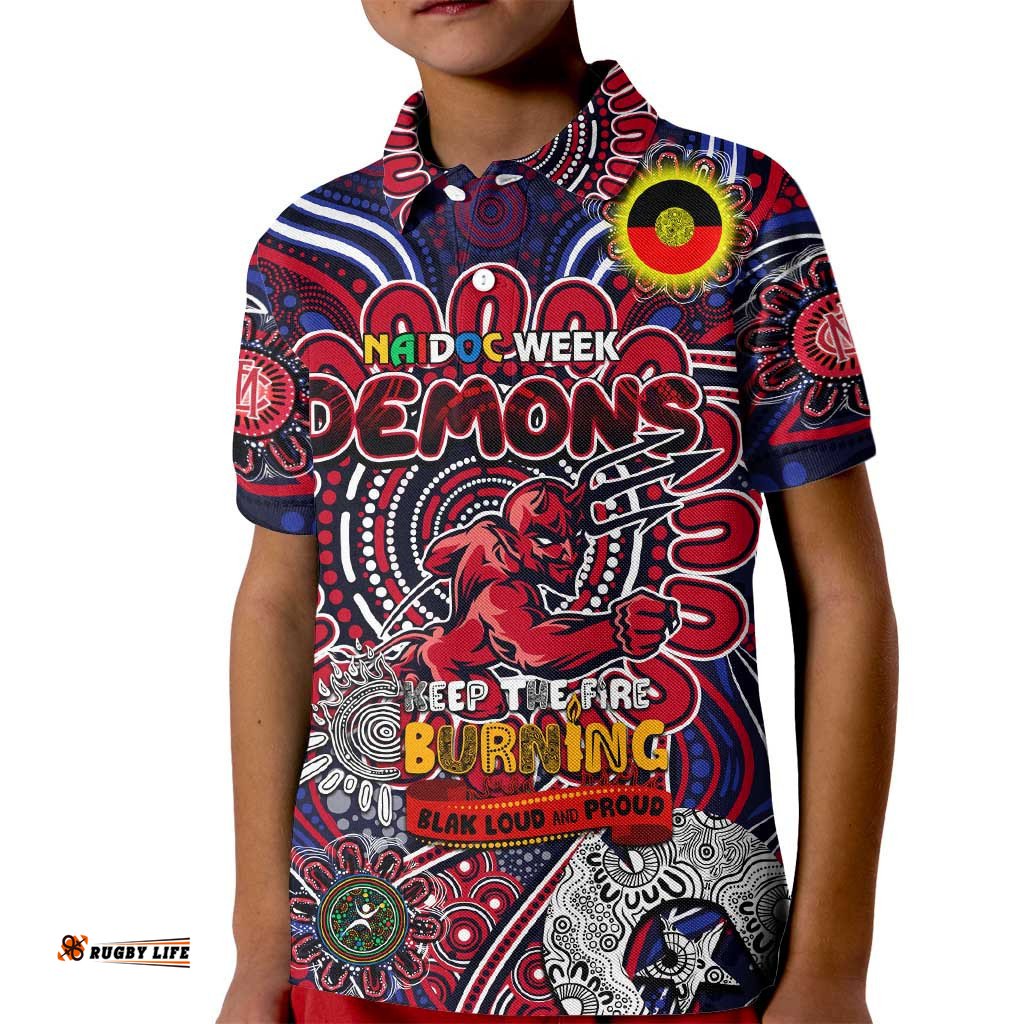 Custom Melbourne Demons NAIDOC Week 2024 Kid Polo Shirt Mascot Football