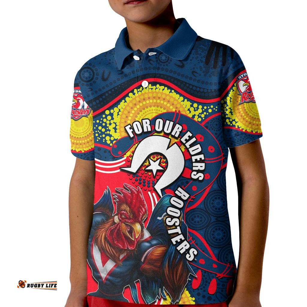 Roosters Mascot NRL Kid Polo Shirt NAIDOC