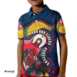 Roosters Mascot NRL Kid Polo Shirt NAIDOC