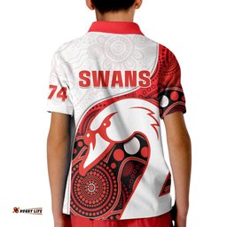 Swans Football Kid Polo Shirt Go Swannies Indigenous Art