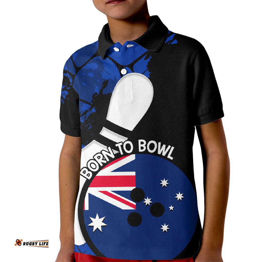 Personalised Australia Bowling Born To Bowl Kid Polo Shirt Grunge Style