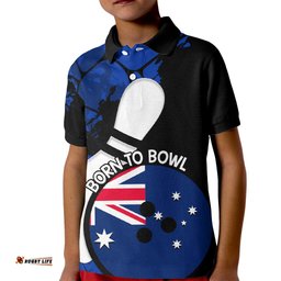 Personalised Australia Bowling Born To Bowl Kid Polo Shirt Grunge Style