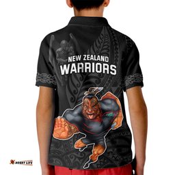Warriors PermierKid Polo Shirt The Wahs Mascot with Maori Tattoo