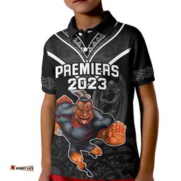 Warriors PermierKid Polo Shirt The Wahs Mascot with Maori Tattoo