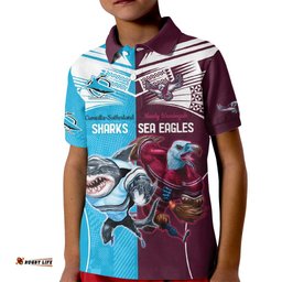 Custom Sea Eagles And Sharks Rugby Kid Polo Shirt Sporty Style