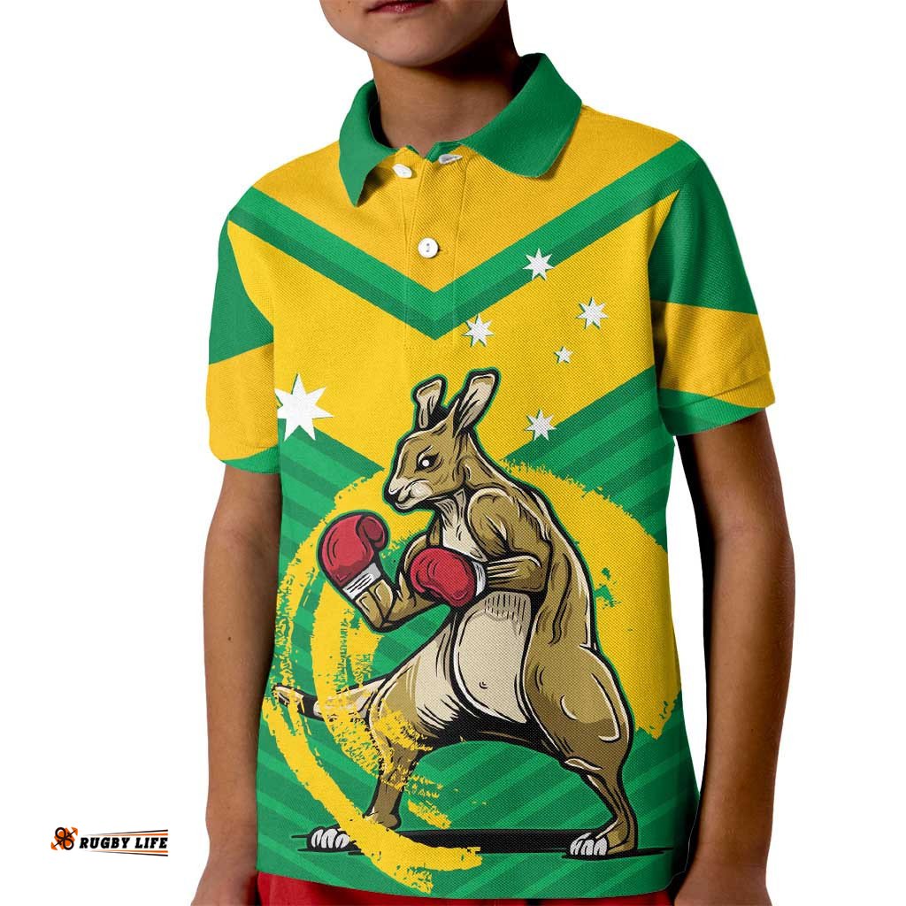 Personalised Australia Boxing Kangaroo Kid Polo Shirt Aussie Pride National Color