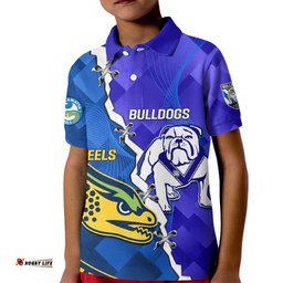Personalised Bulldogs Mix Parramatta Eels Rugby Kid Polo Shirt Sporty Version