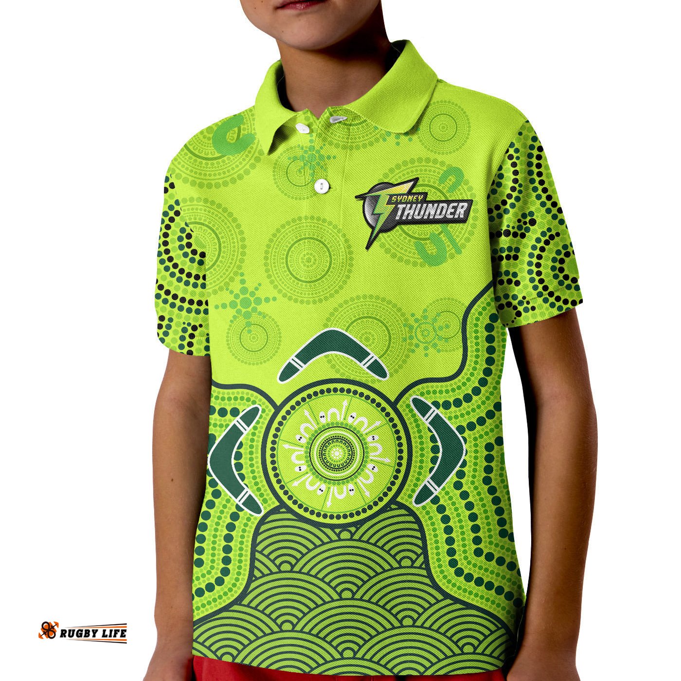 Thunder Cricket Polo Shirt KID Sydney Indigenous Artsy