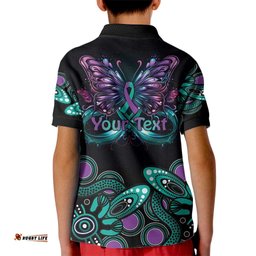 Personalised Hope Fight Suicide Prevention Awareness Kid Polo Shirt Aboriginal Motif
