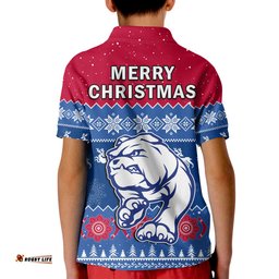 Western Bulldogs Football Polo Shirt KID Dogs Indigenous Merry Christmas