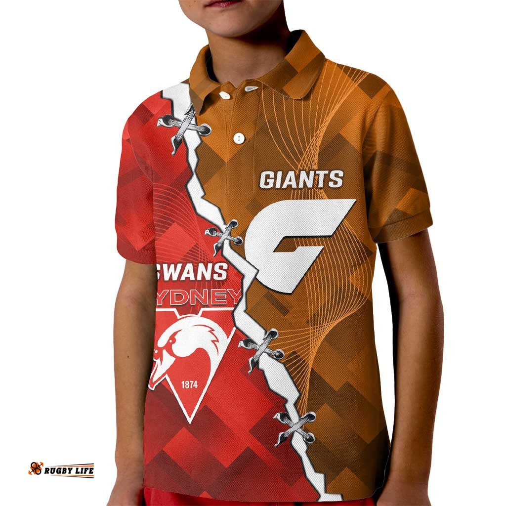 Personalised Giants And Swans Football Kid Polo Shirt Dynamic Style