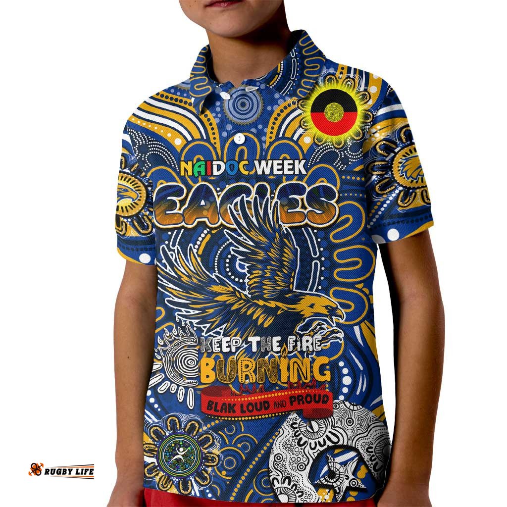 Custom West Coast Eagles NAIDOC Week 2024 Kid Polo Shirt Mascot Football