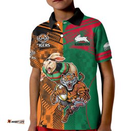 Wests Tigers and Rabbitohs Rugby Kid Polo Shirt Sporty Style