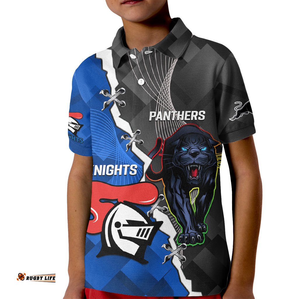 Personalised Panthers And Knights Rugby Kid Polo ShirtSporty Style
