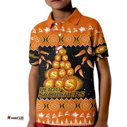 Perth Scorchers Cricket Christmas Kid Polo Shirt Merry XmasIndigenous Art