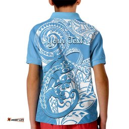Personalised New Zealand Autism Awareness Kid Polo Shirt NZ Fern With Maori Koru Lizard