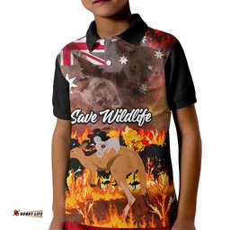 Personalised Save Wildlife Australia Kid Polo Shirt Bushfire Awareness