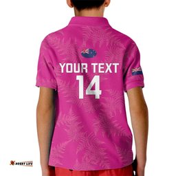 Custom New Zealand Silver Fern Rugby Kid Polo Shirt Go Aotearoa - Pink Version