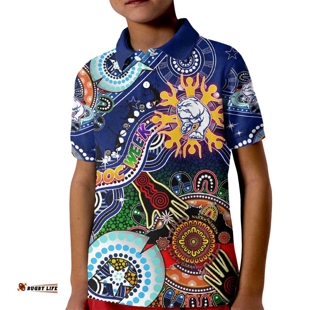 Custom NAIDOC Week 2024 Western Bulldogs Kid Polo Shirt Australia Aboriginal Dot Painting