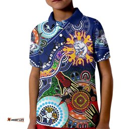 Custom NAIDOC Week 2024 Western Bulldogs Kid Polo Shirt Australia Aboriginal Dot Painting