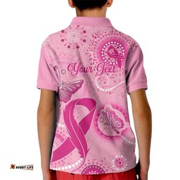 Personalised Australia Indigenous Kid Polo Shirt Breast Cancer Ribbon Think Pink - Pink Version