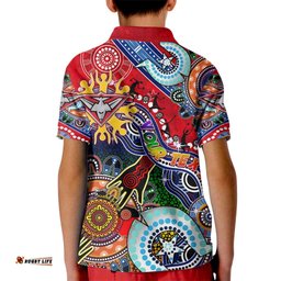 Custom NAIDOC Week 2024 Essendon Bombers Kid Polo Shirt Australia Aboriginal Dot Painting