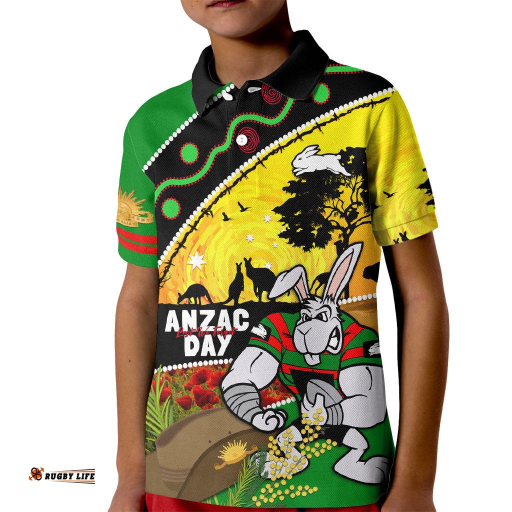 Rabbitohs ANZAC Day Kid Polo Shirt Souths Mascot Rosemary Starring Night Style