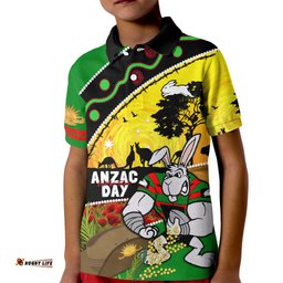 Rabbitohs ANZAC Day Kid Polo Shirt Souths Mascot Rosemary Starring Night Style