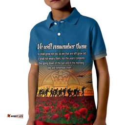 Remembrance Day Kid Polo Shirt We will Remember Them