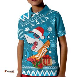 Sharks Rugby Kid Polo Shirt Chirstmas Vibe-