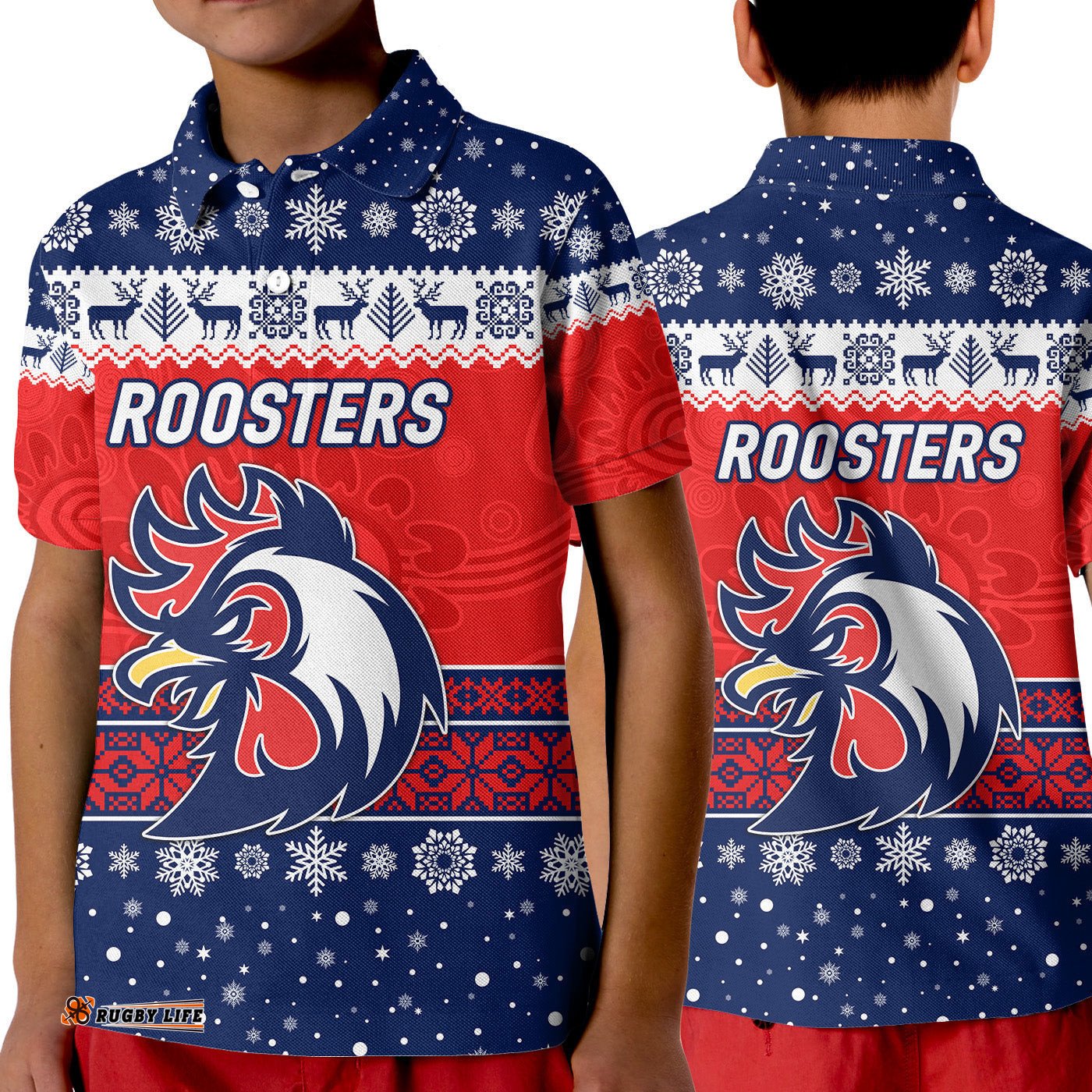 Sydney Roosters Polo Shirt KID Christmas Simple Style - Blue