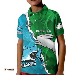 Personalised Sharks and Rabbitohs Rugby Kid Polo ShirtSporty Version