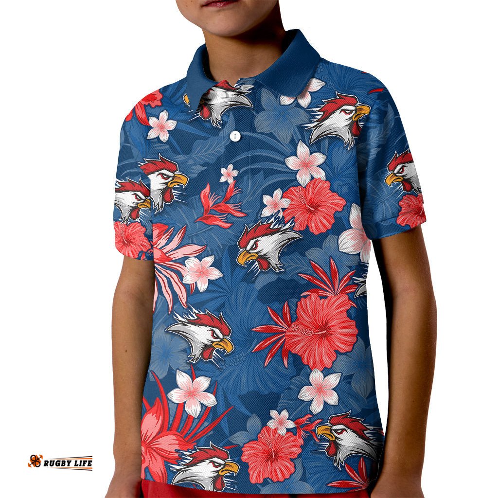 Roosters Rugby Kid Polo Shirt Beautiful Floral Pattern Spring Summer Vibe