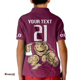 Custom Queensland Rugby Kid Polo Shirt Maroons Cane Toad Origin Sporty
